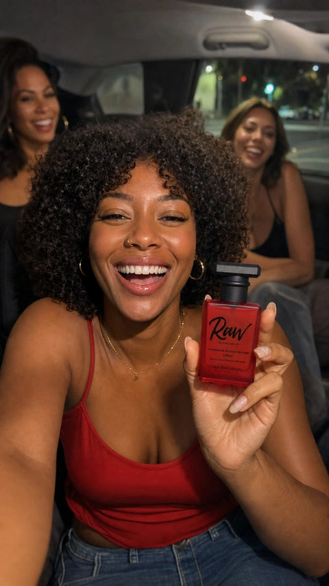 RAW customer showing the bottle during a lively rideshare review