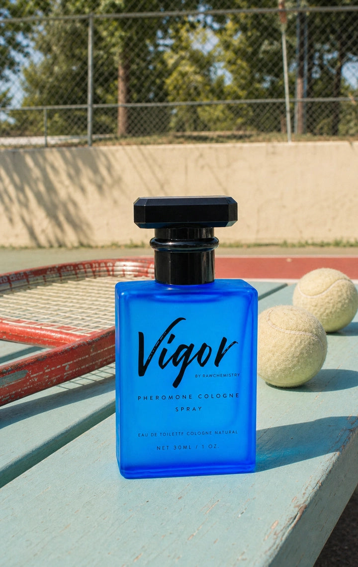 Vigor cologne and carton with casual daytime accessories